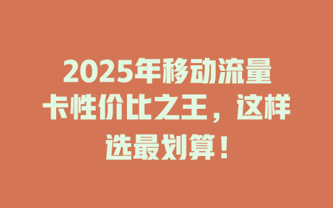 2025年移动流量卡性价比之王，这样选最划算！