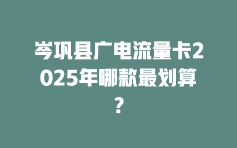 岑巩县广电流量卡2025年哪款最划算？