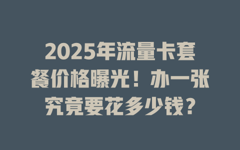 2025年流量卡套餐价格曝光！办一张究竟要花多少钱？