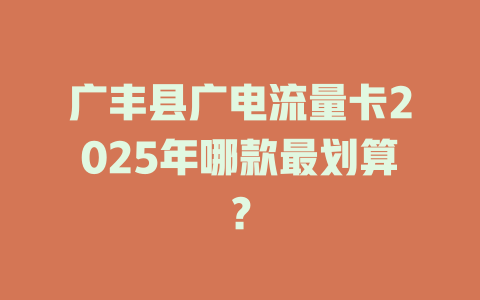 广丰县广电流量卡2025年哪款最划算？