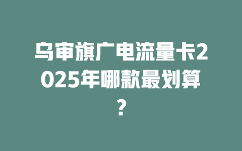 乌审旗广电流量卡2025年哪款最划算？
