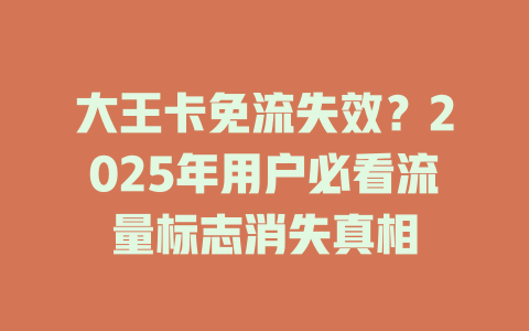 大王卡免流失效？2025年用户必看流量标志消失真相