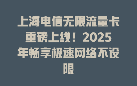 上海电信无限流量卡重磅上线！2025年畅享极速网络不设限