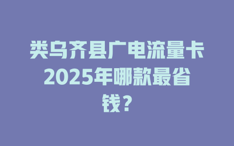 类乌齐县广电流量卡2025年哪款最省钱？