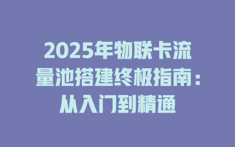 2025年物联卡流量池搭建终极指南：从入门到精通