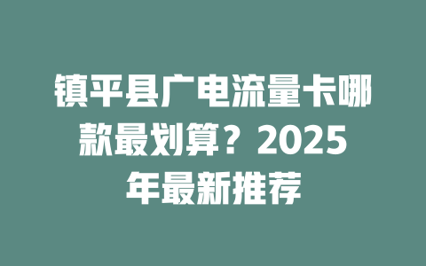 镇平县广电流量卡哪款最划算？2025年最新推荐