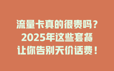 流量卡真的很贵吗？2025年这些套餐让你告别天价话费！
