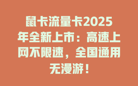 鼠卡流量卡2025年全新上市：高速上网不限速，全国通用无漫游！