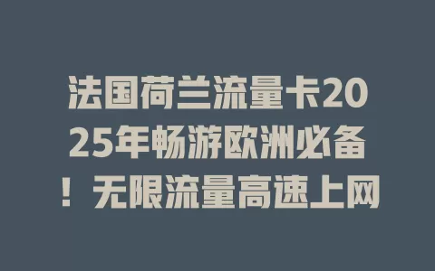 法国荷兰流量卡2025年畅游欧洲必备！无限流量高速上网