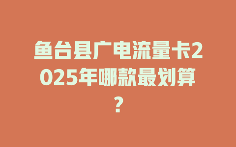 鱼台县广电流量卡2025年哪款最划算？