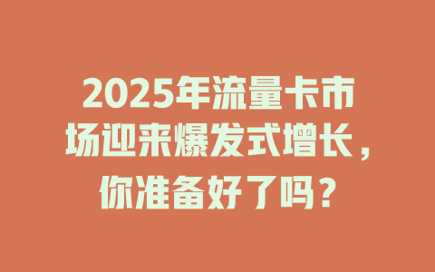 2025年流量卡市场迎来爆发式增长，你准备好了吗？