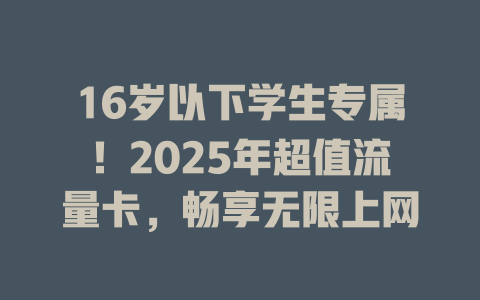 16岁以下学生专属！2025年超值流量卡，畅享无限上网
