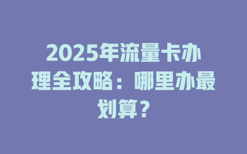 2025年流量卡办理全攻略：哪里办最划算？