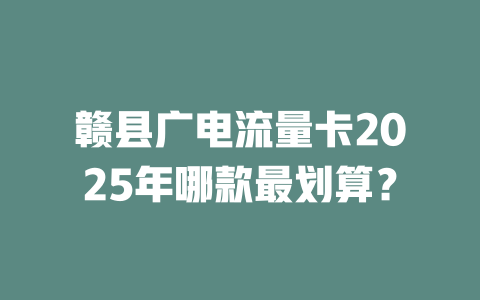 赣县广电流量卡2025年哪款最划算？