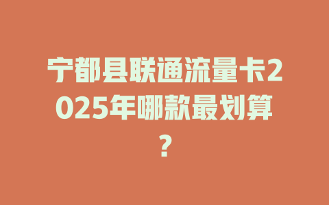 宁都县联通流量卡2025年哪款最划算？