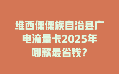 维西僳僳族自治县广电流量卡2025年哪款最省钱？