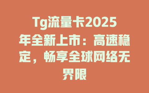 Tg流量卡2025年全新上市：高速稳定，畅享全球网络无界限