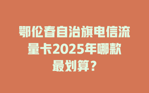 鄂伦春自治旗电信流量卡2025年哪款最划算？