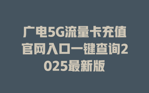广电5G流量卡充值官网入口一键查询2025最新版