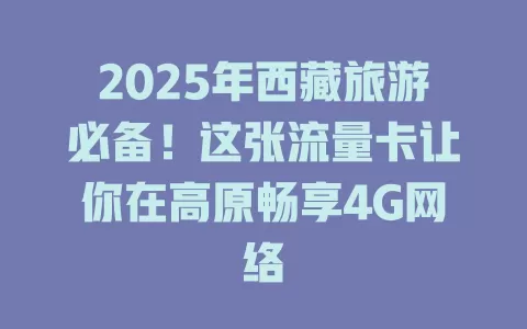 2025年西藏旅游必备！这张流量卡让你在高原畅享4G网络