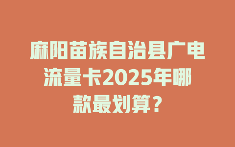 麻阳苗族自治县广电流量卡2025年哪款最划算？