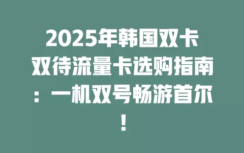 2025年韩国双卡双待流量卡选购指南：一机双号畅游首尔！