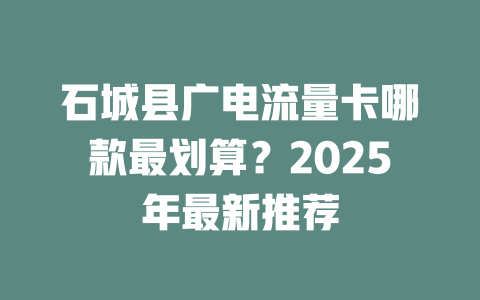 石城县广电流量卡哪款最划算？2025年最新推荐