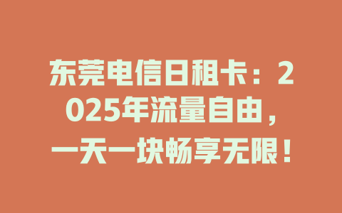 东莞电信日租卡：2025年流量自由，一天一块畅享无限！