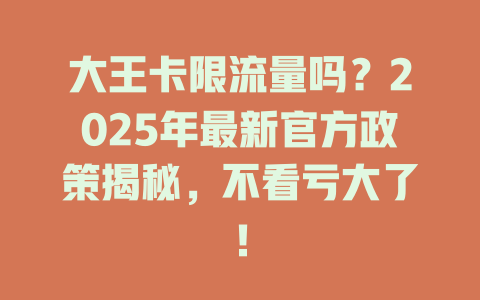 大王卡限流量吗？2025年最新官方政策揭秘，不看亏大了！