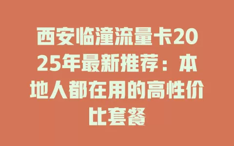 西安临潼流量卡2025年最新推荐：本地人都在用的高性价比套餐