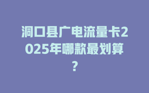 洞口县广电流量卡2025年哪款最划算？