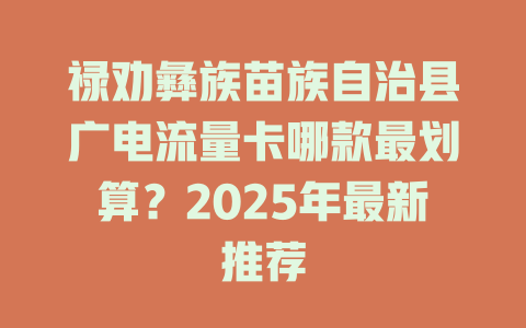 禄劝彝族苗族自治县广电流量卡哪款最划算？2025年最新推荐