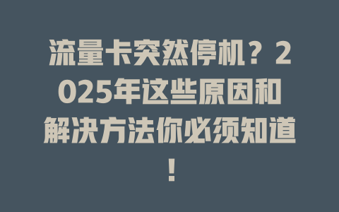 流量卡突然停机？2025年这些原因和解决方法你必须知道！