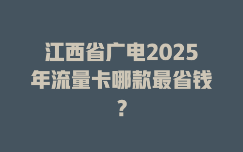 江西省广电2025年流量卡哪款最省钱？