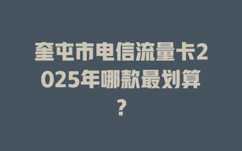 奎屯市电信流量卡2025年哪款最划算？