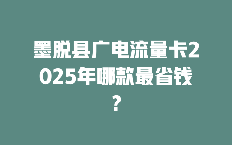 墨脱县广电流量卡2025年哪款最省钱？