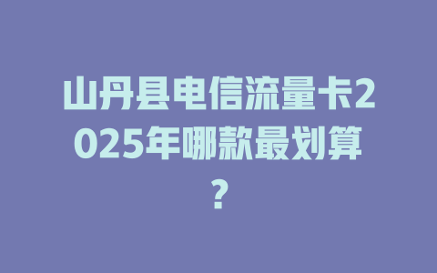 山丹县电信流量卡2025年哪款最划算？