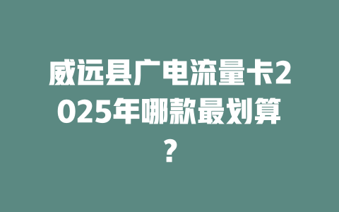 威远县广电流量卡2025年哪款最划算？