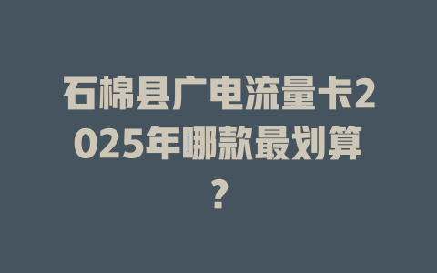 石棉县广电流量卡2025年哪款最划算？