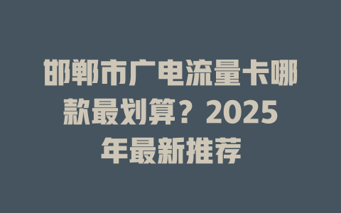 邯郸市广电流量卡哪款最划算？2025年最新推荐