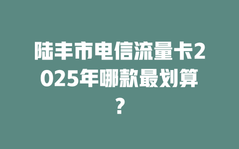 陆丰市电信流量卡2025年哪款最划算？