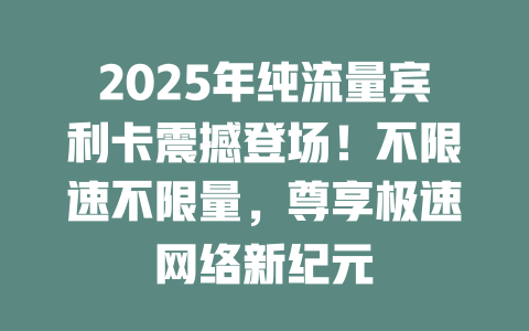 2025年纯流量宾利卡震撼登场！不限速不限量，尊享极速网络新纪元