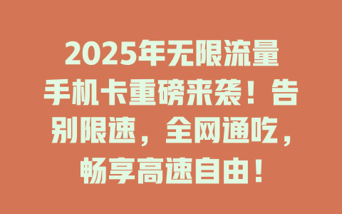2025年无限流量手机卡重磅来袭！告别限速，全网通吃，畅享高速自由！