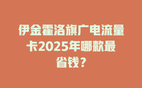 伊金霍洛旗广电流量卡2025年哪款最省钱？