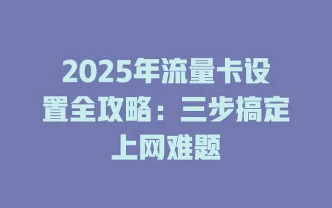 2025年流量卡设置全攻略：三步搞定上网难题