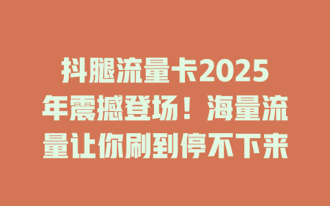 抖腿流量卡2025年震撼登场！海量流量让你刷到停不下来
