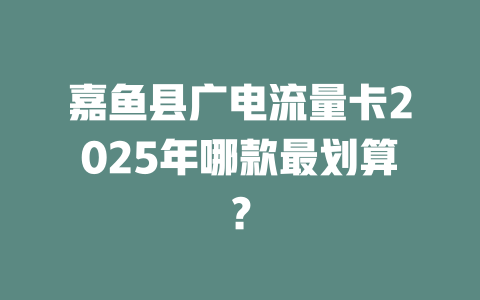 嘉鱼县广电流量卡2025年哪款最划算？