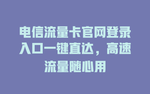 电信流量卡官网登录入口一键直达，高速流量随心用