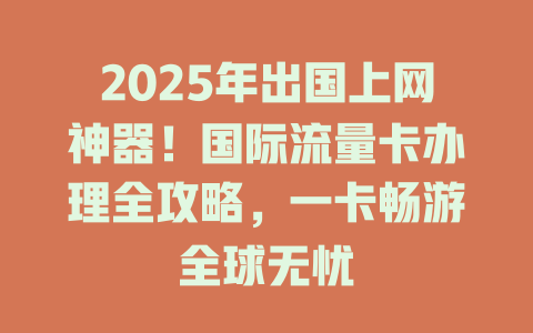 2025年出国上网神器！国际流量卡办理全攻略，一卡畅游全球无忧