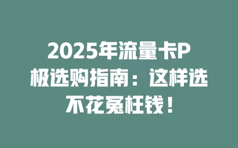 2025年流量卡P极选购指南：这样选不花冤枉钱！